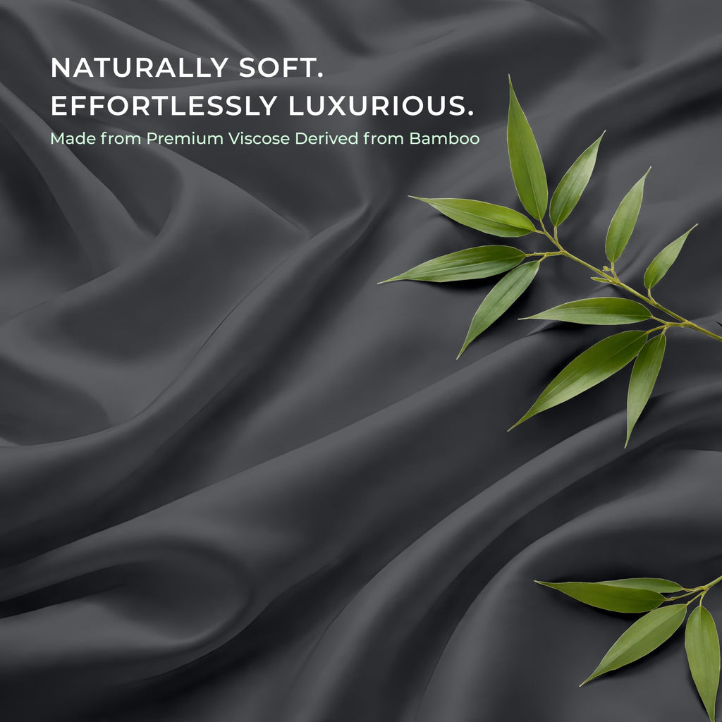 Luxury 4 Pc 100% Viscose derived from Bamboo Sheet Set -XL Size Silky Soft & Cooling Sheets for Hot Sleepers, 18"