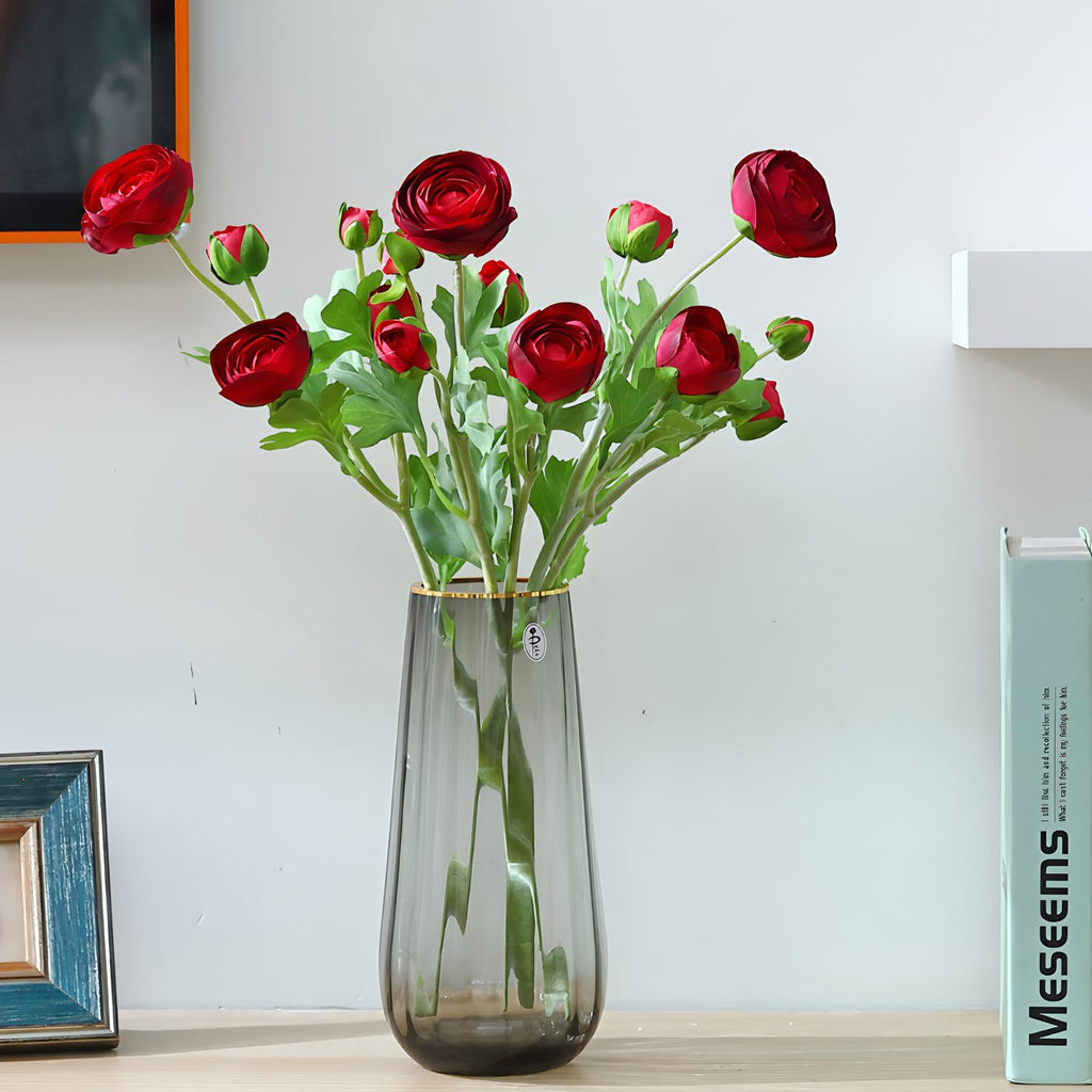 Realistic Silk Faux Ranunculus Flowers Artificial Burgundy Stems Astilbe Faux Peony Stems Wedding Decor Lifelike Bush