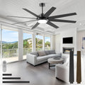 72" Black Indoor/Outdoor Ceiling Fan with Light & Remote