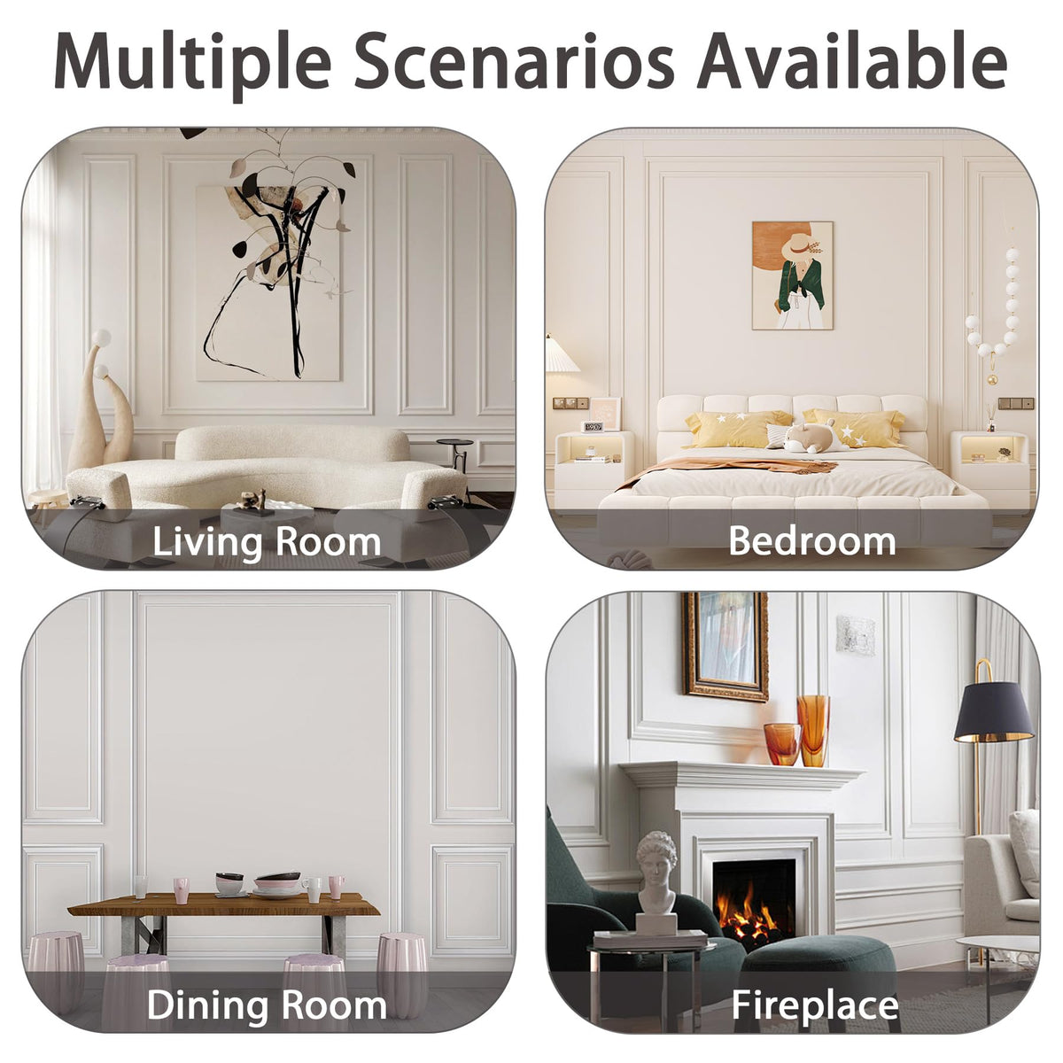 Peel and Stick Wall Molding, Chair Rail Wainscoting Panel, Finish Trim Decoration (Paintable White, 9.8ft x 2.4in)