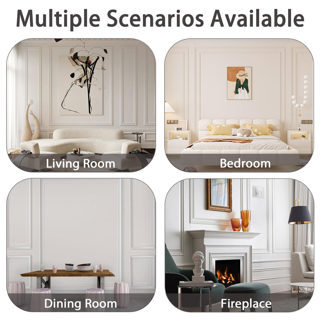 Peel and Stick Wall Molding, Chair Rail Wainscoting Panel, Finish Trim Decoration (Paintable White, 19.6ft x 1.6in)
