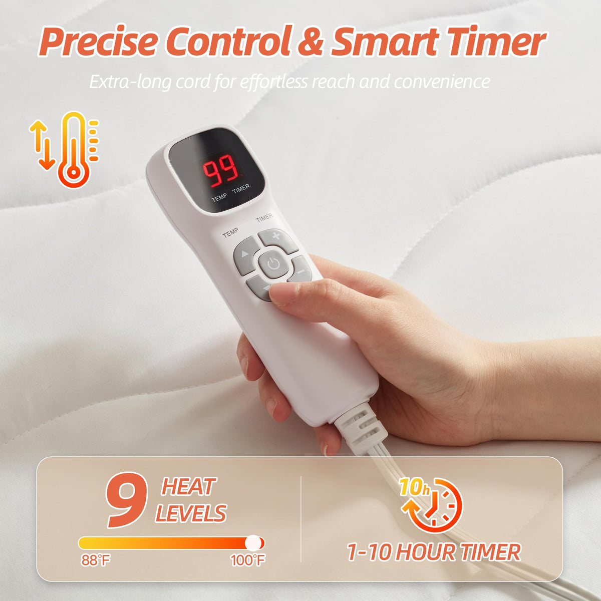 Heated Mattress Pad, Cozy Bed Warmer with Preheat & Memory