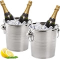 Quart Ice Bucket with Handles, Beverage Tub with Handles, Galvanized Metal Ice Bucket, Drink and Wine - Set of 2
