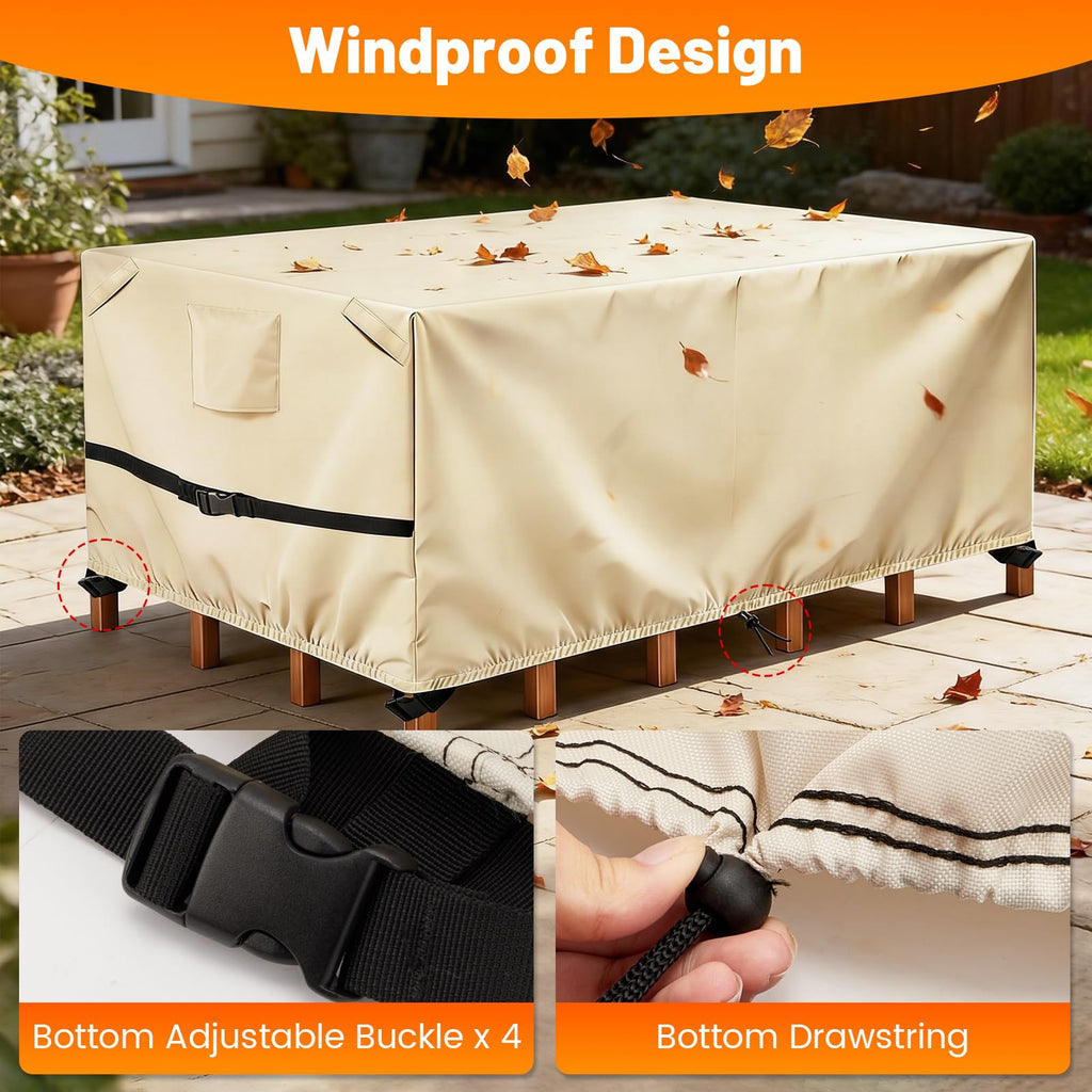 Rectangular Patio Furniture Covers, Outdoor Patio Table Cover Beige