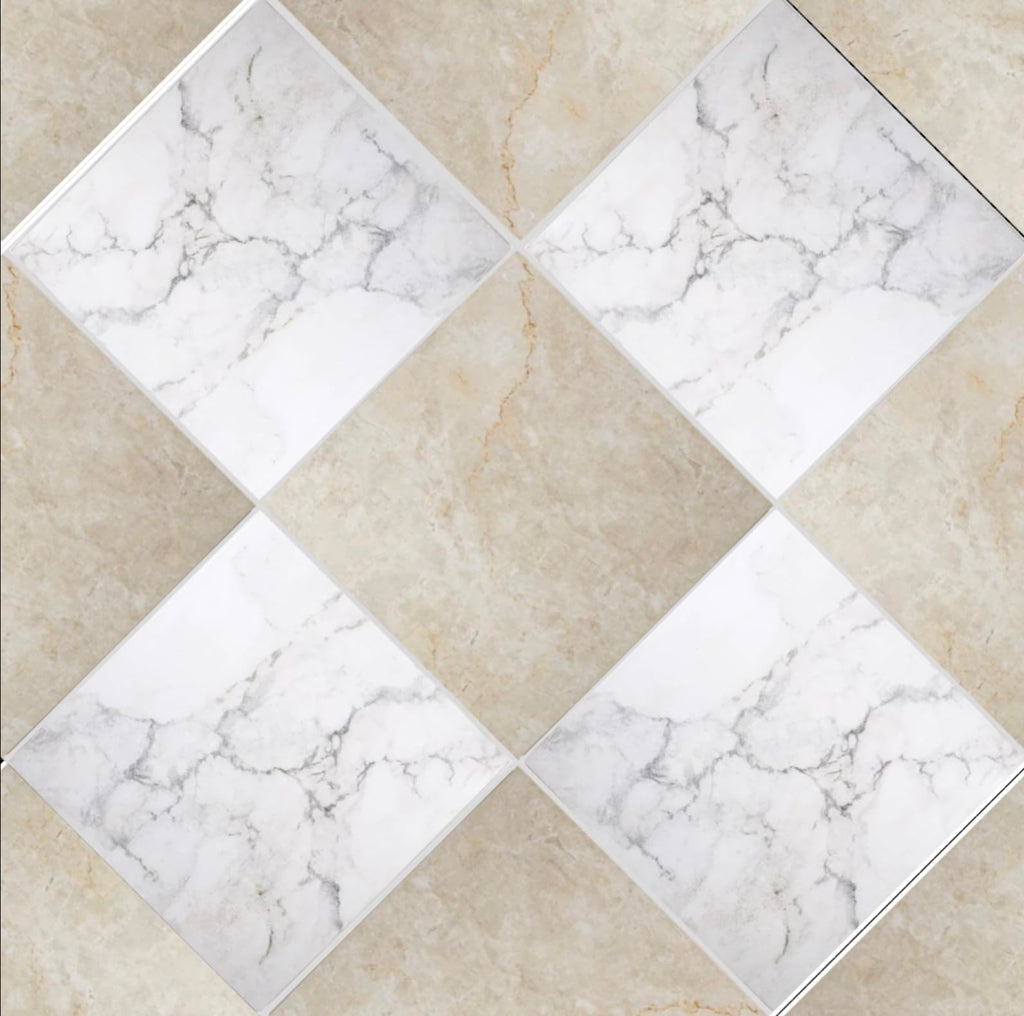 Palazzo Checkerboard | 12"x12" Porcelain Marble Look Floor & Wall Tile (Blanc/Crema, Carton)
