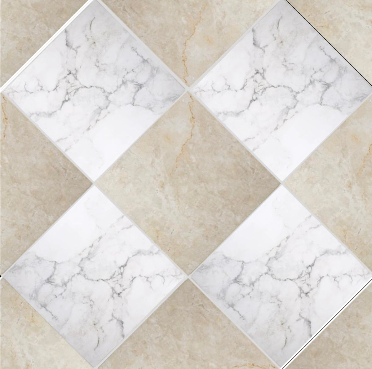 Palazzo Checkerboard | 12"x12" Porcelain Marble Look Floor & Wall Tile (Blanc/Crema, Carton)