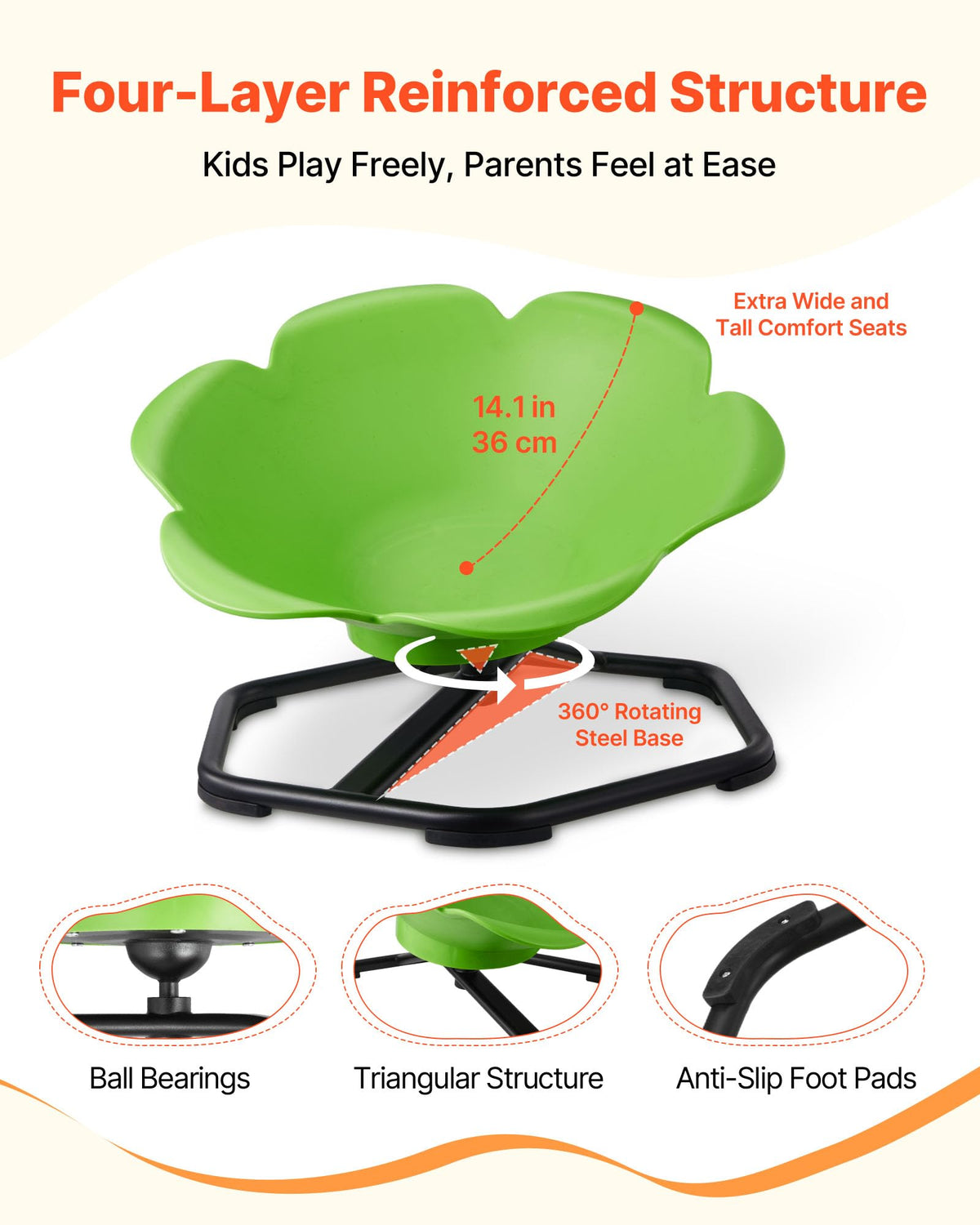 Kids Swivel Chair, 220 lbs Capacity, Cylinder Shape Sensory Spinning Chair, Autistic Kids Sensory Toy Seat with
