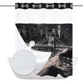 Farbic New York City Waffle Weave Shower Curtain Black Set No Hook Required Hotel Style with Snap in Liner Double