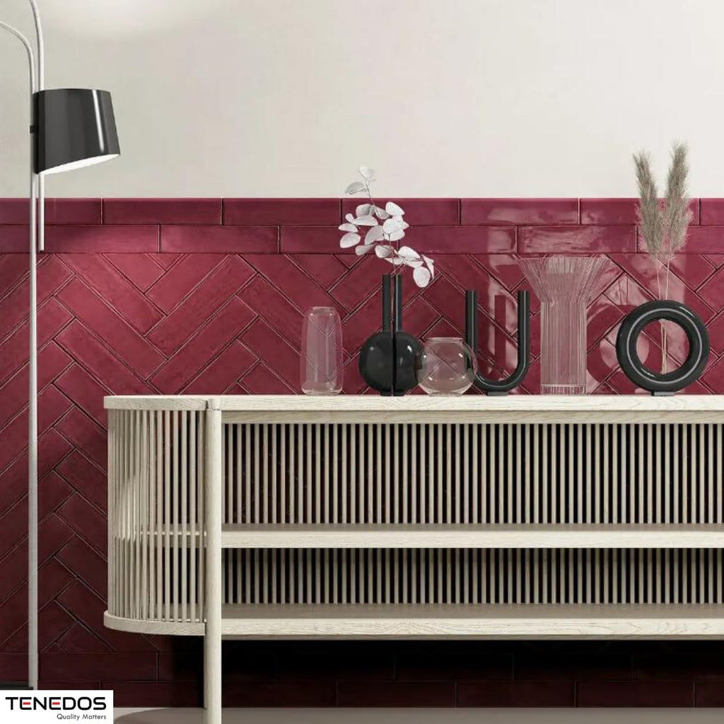 Larissa 3x12 Burgundy Purple Glossy Ceramic Subway Tile - 12.6 Sq Ft