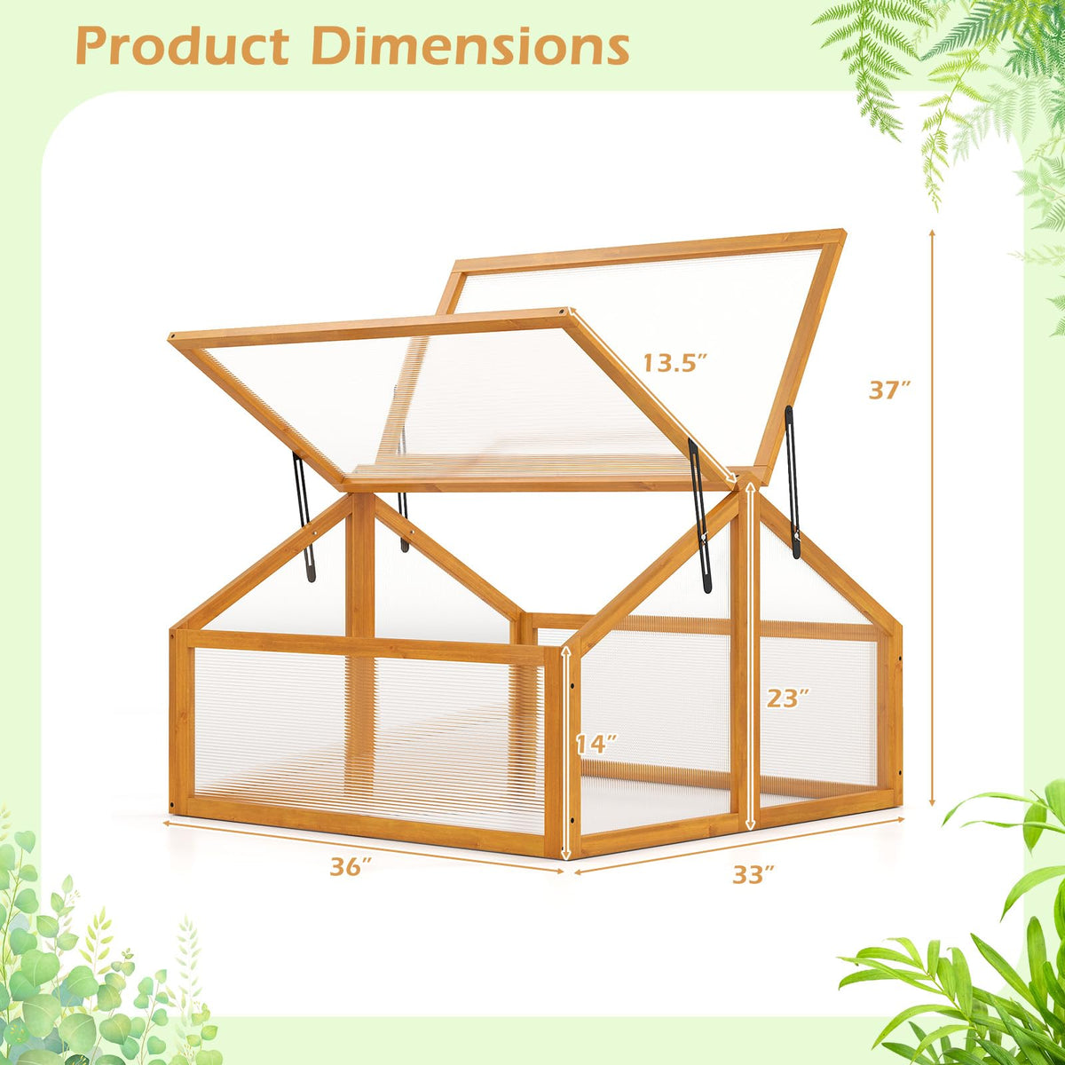 Wood Cold Frame Greenhouse, Portable Raised Flower Planter Protection with Transparent Openable Roof, Small Indoor