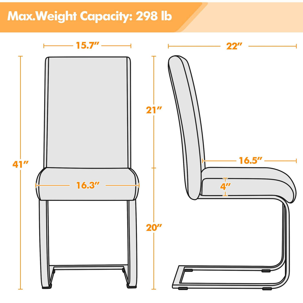 Set of 4 High Back Modern Kitchen Chairs Dark Gray
