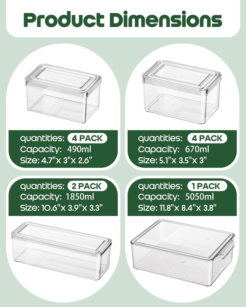 11 Pack Refrigerator Organizers and Storage, Stackable Fridge Organizer Bins, BPA-Free Clear Plastic Fruit Storage