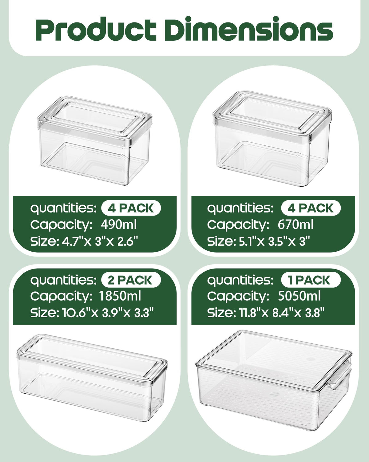 11 Pack Refrigerator Organizers and Storage, Stackable Fridge Organizer Bins, BPA-Free Clear Plastic Fruit Storage