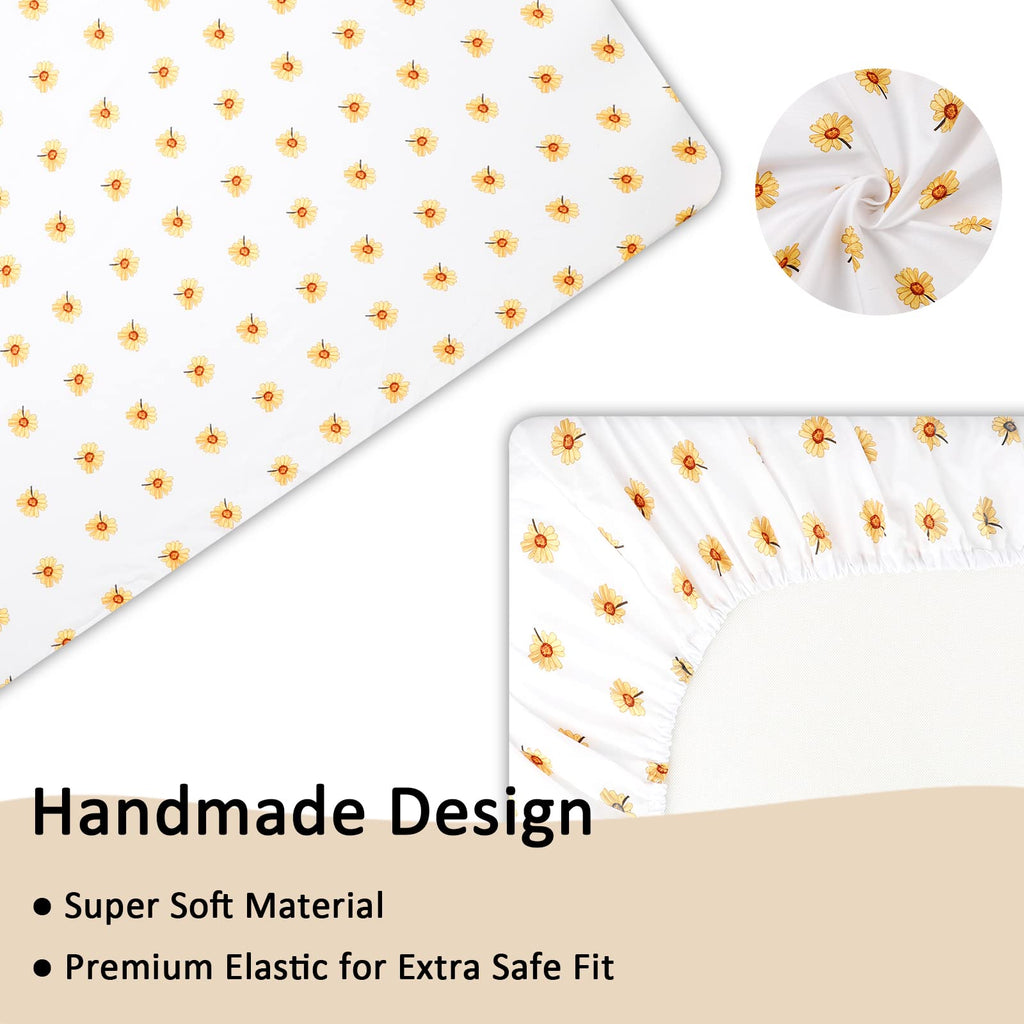 4-Piece Crib Bedding Set for Girls, Boho Baby Girl Bedding Set with Crib Skirt, Baby Quilt, Crib Sheet and Diaper