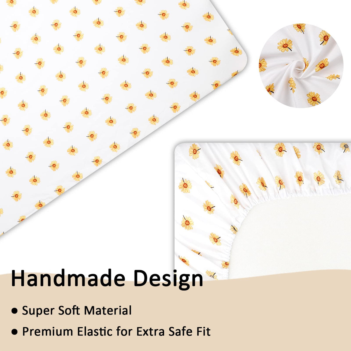 4-Piece Crib Bedding Set for Girls, Boho Baby Girl Bedding Set with Crib Skirt, Baby Quilt, Crib Sheet and Diaper