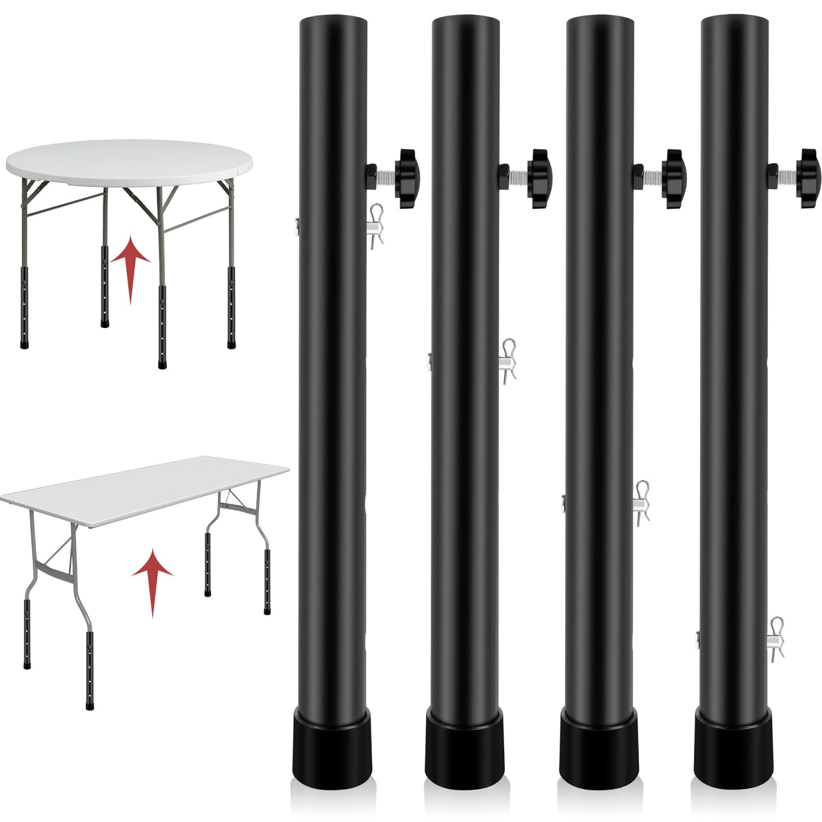 Table Leg Extenders for Folding Tables, Folding Table Legs Extensions for Straight and Bent Legs, Heavy Duty Steel 4