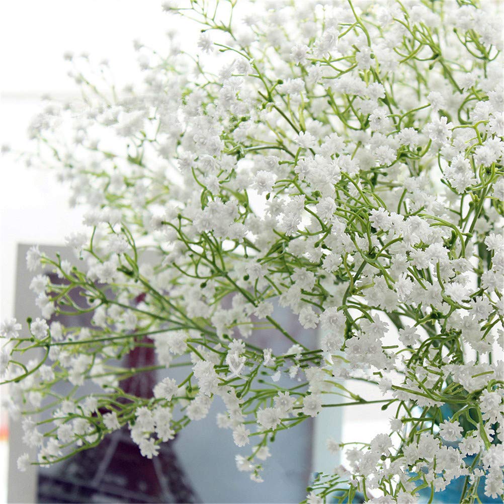 9 Pack Real Touch Artificial Baby's Breath Flowers, 21" Bendable Gypsophila Stems for Wedding Bouquets Home