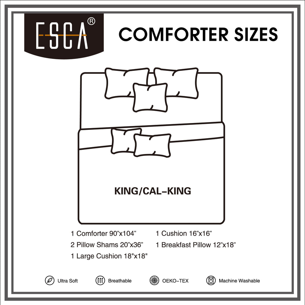 Burnt Orange Comforter Set, 6-Piece Embroidered Floral Bedding King Size