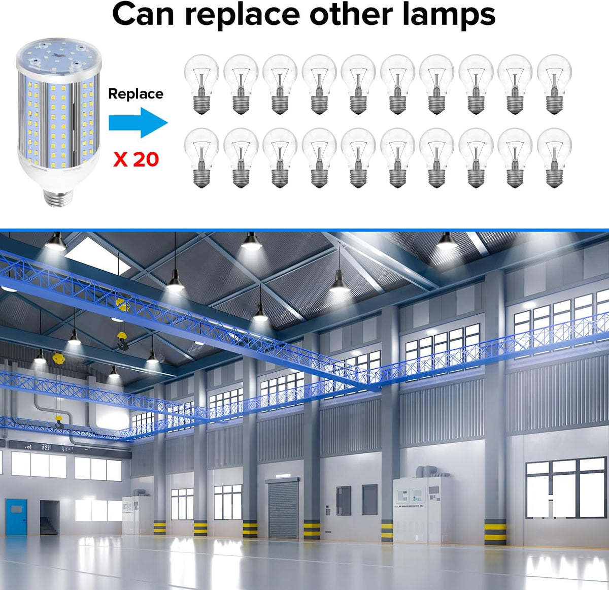 500W Equivalent Led Bulb 8750Lumen 60W 6000K Cool Daylight White E26/E27 Medium Base Led Corn Bulb for Outdoor Indoor