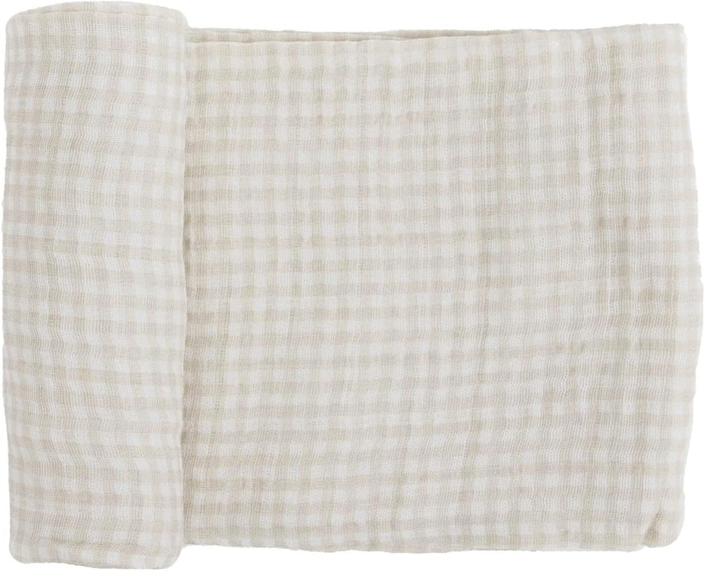 Unicorn Premium Cotton Swaddle Baby Blanket | Breathable Fabric | for swaddling, Play, Nursing & More (Tan Gingham)