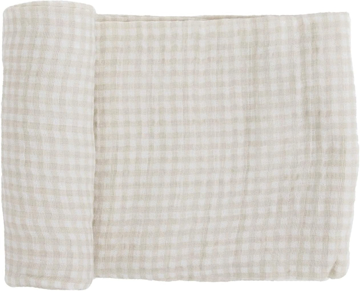 Unicorn Premium Cotton Swaddle Baby Blanket | Breathable Fabric | for swaddling, Play, Nursing & More (Tan Gingham)