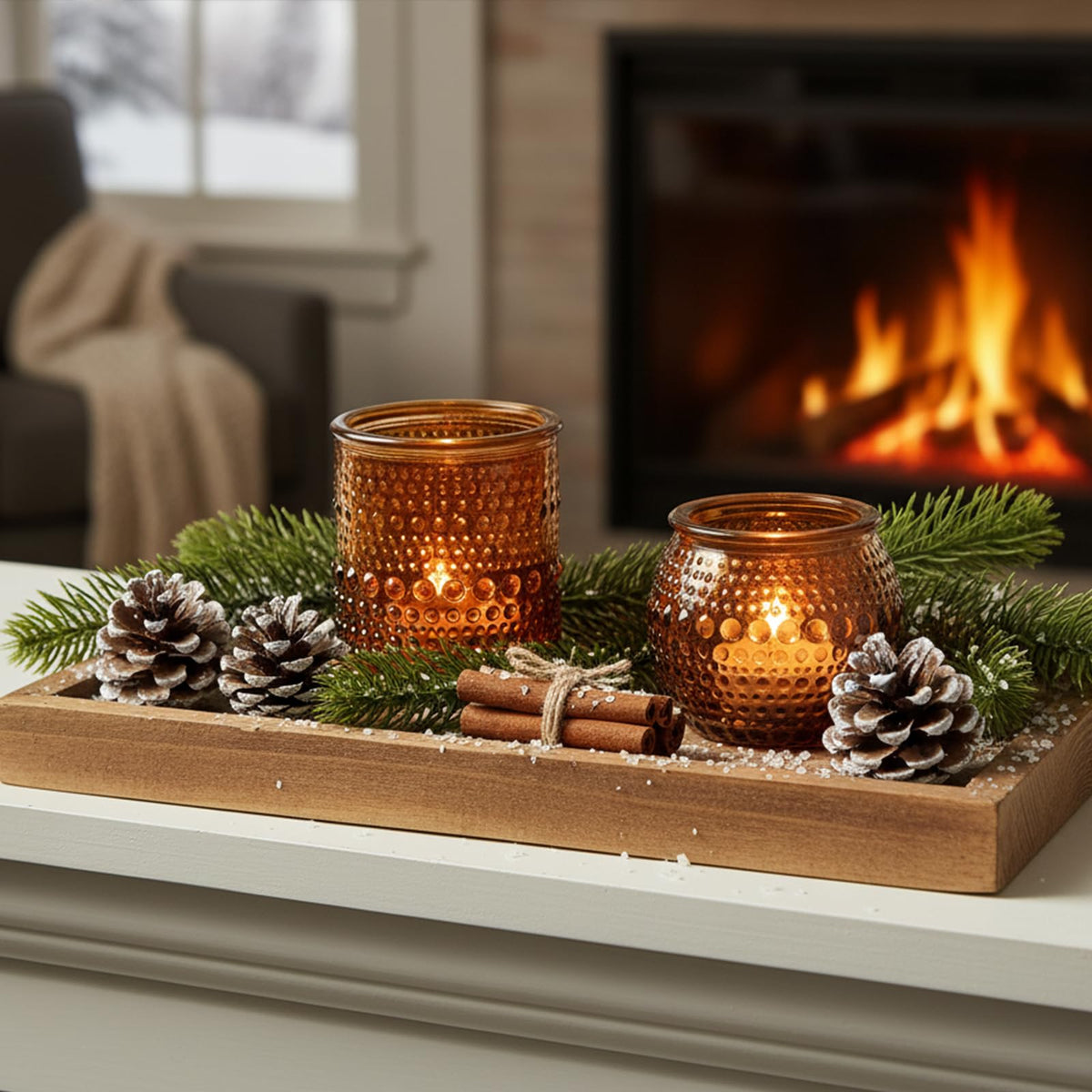 36 Pack Votive Candle Holders, Amber Hurricane Holders for Fall Centerpiece