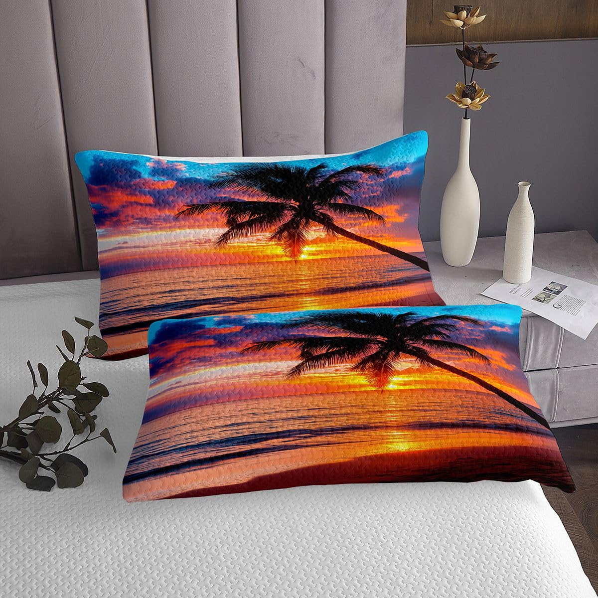 Beach Sunset Quilts, 2 Piece Luxury Bedspreads
