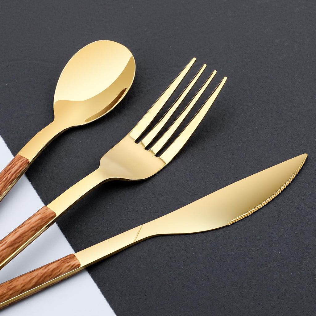Stainless Steel Flatware Set for 4, Cutlery Utensils Set,Gold