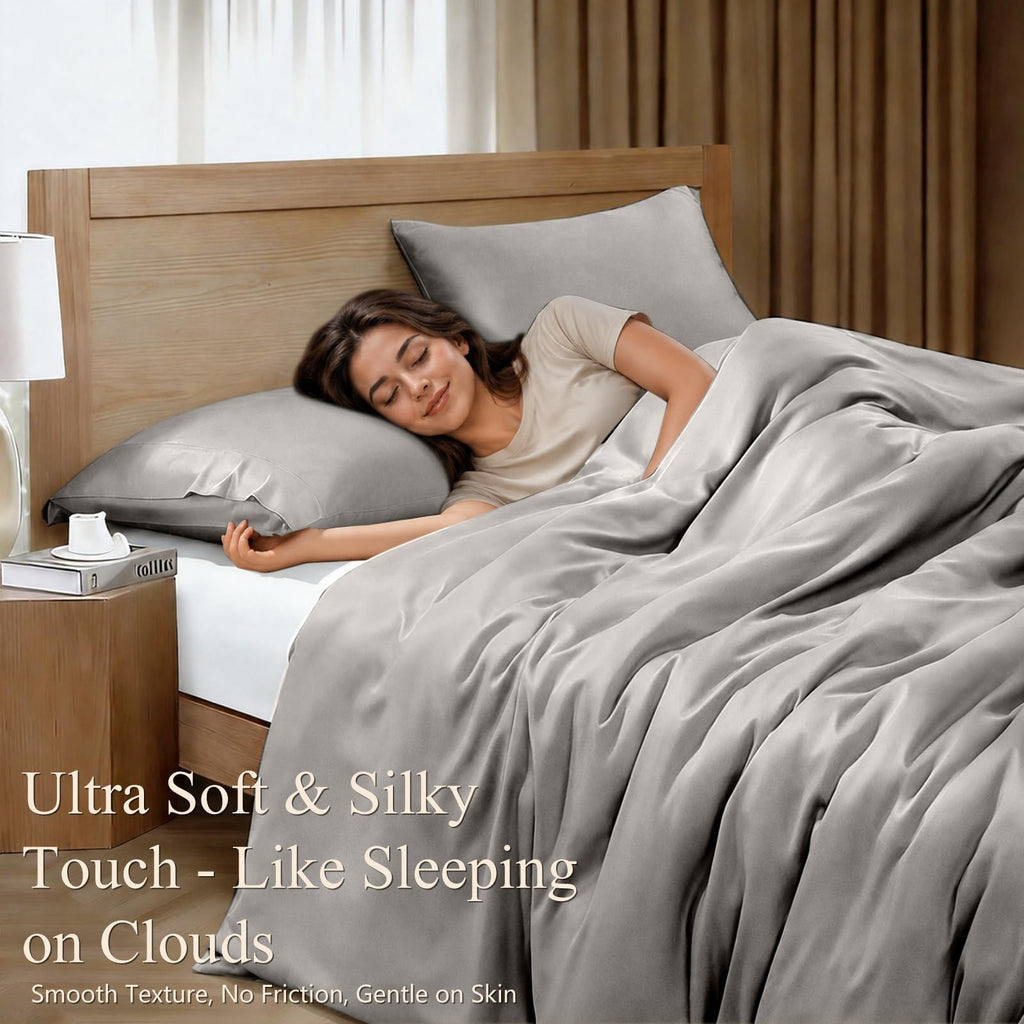 Duvet Cover Set 3 Pieces, 100% Organic Viscose derived from Bamboo, Luxuriously Soft & Cooling, 1 Duvet Cover