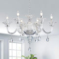 Six-Light Contemporary Crystal Chandelier with Tiered Teardrop Pendants