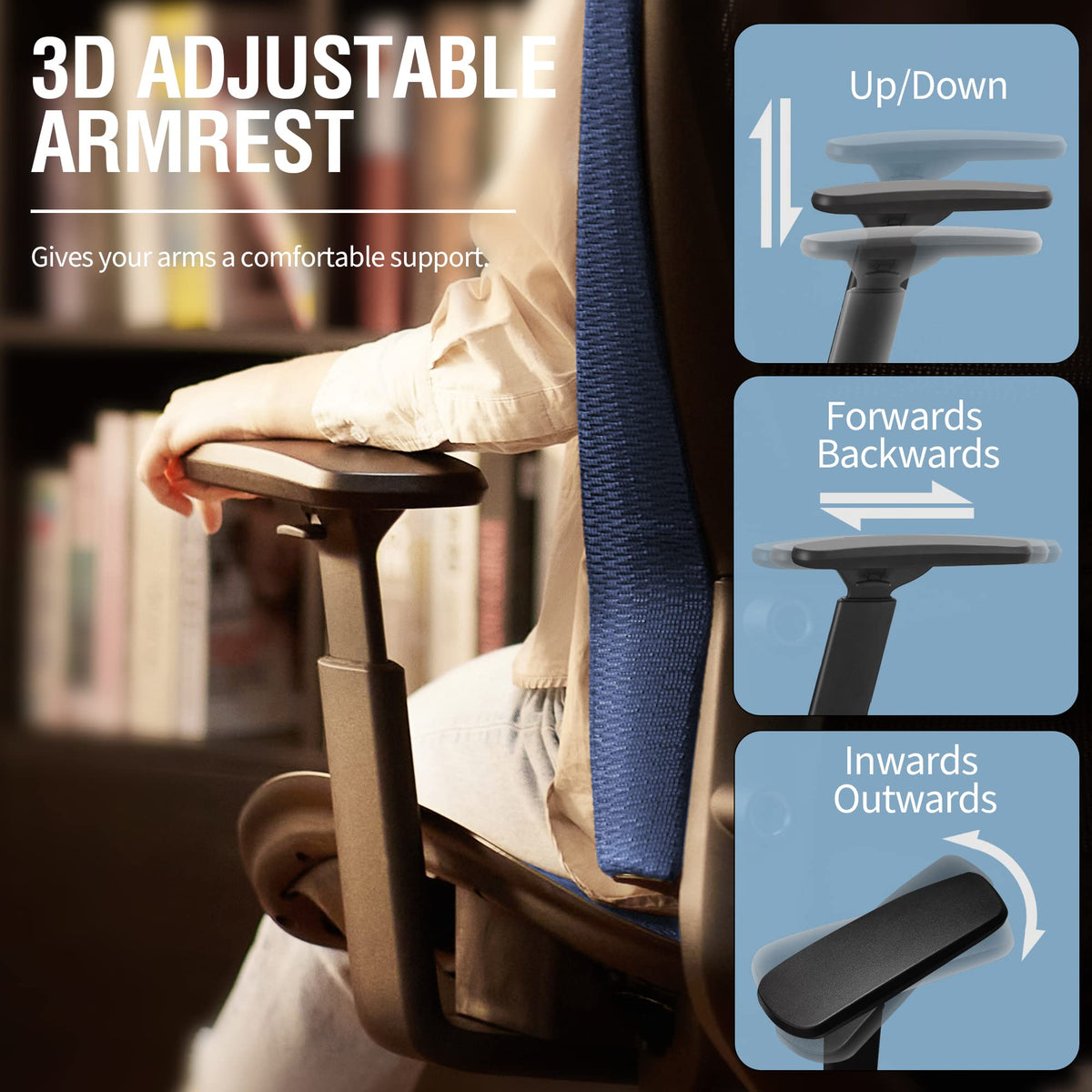 Ergonomic Mesh Office Chair — Light Blue, Breathable Mesh Seat & Back