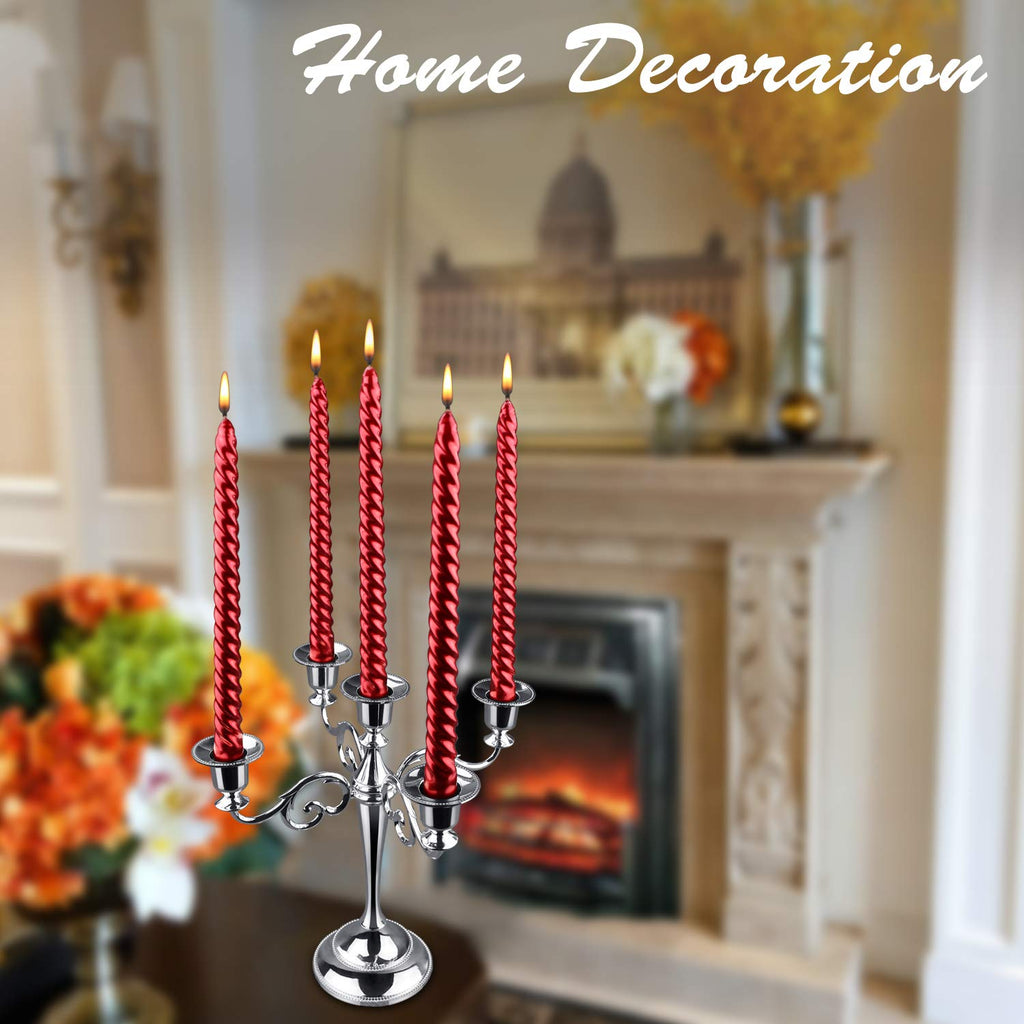 5-Arm Metal Candelabra Candle Holder Table Centerpiece, Silver