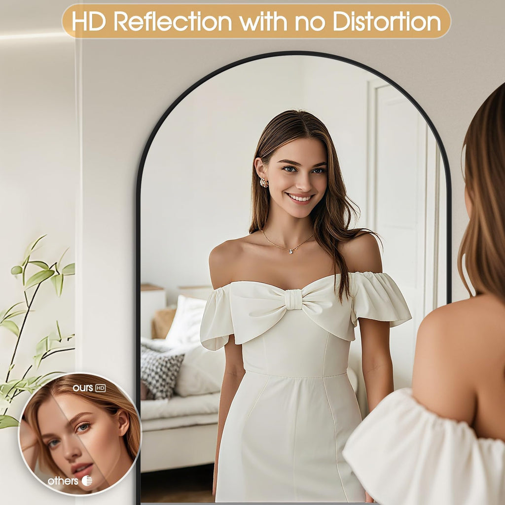 81"×41" Floor Mirror Full Length Arched Full Length Mirror Black