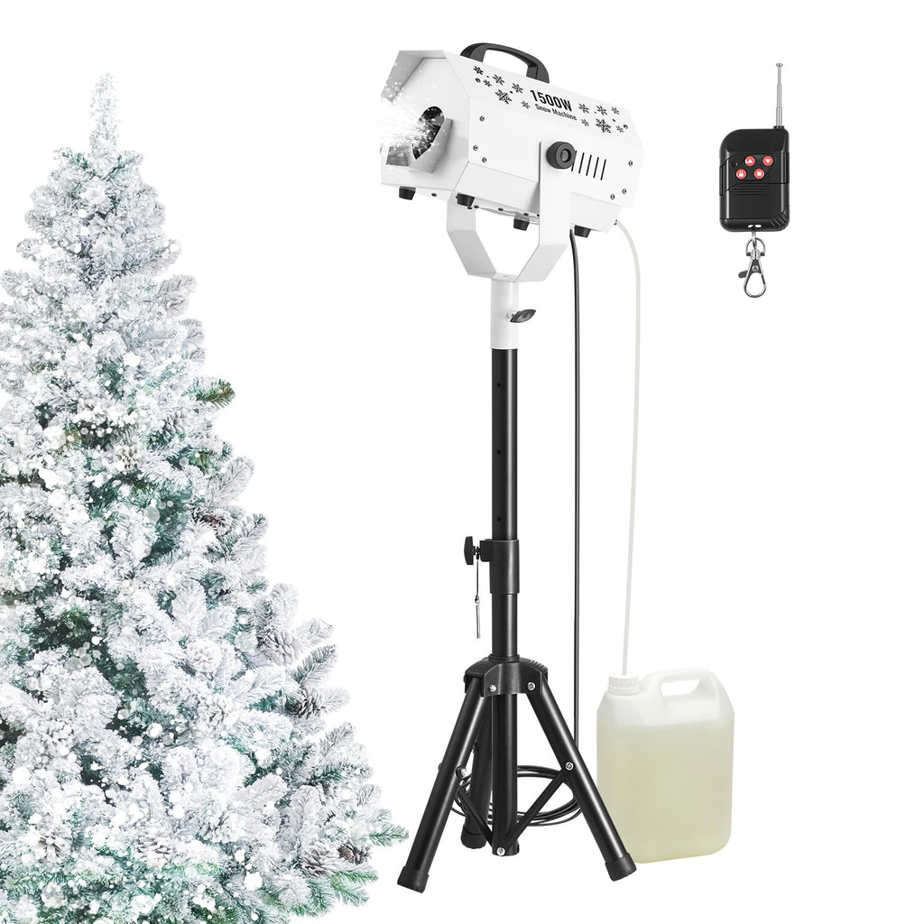 Snow Machine, 1500W Snow Maker Machine with Height Adjustable Stand and Wireless Remote Control, High Output Portable