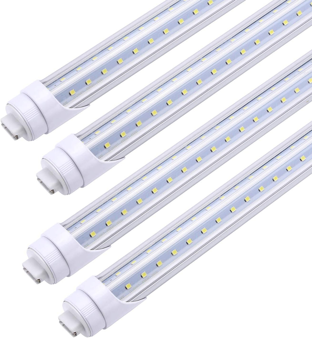 8FT LED Bulbs, V Shaped Dual Row Clear Cover 65W 6000K Cold White T8 8FT LED Tube Light with R17D Rotatable