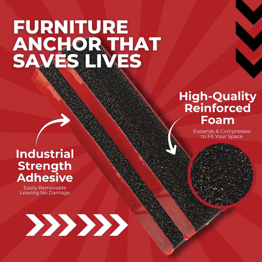 Adhesive Furniture Anchor, No-Drill, Aesthetic & Invisible Once Installed, Anti-Tip Furniture Safety Anchor to