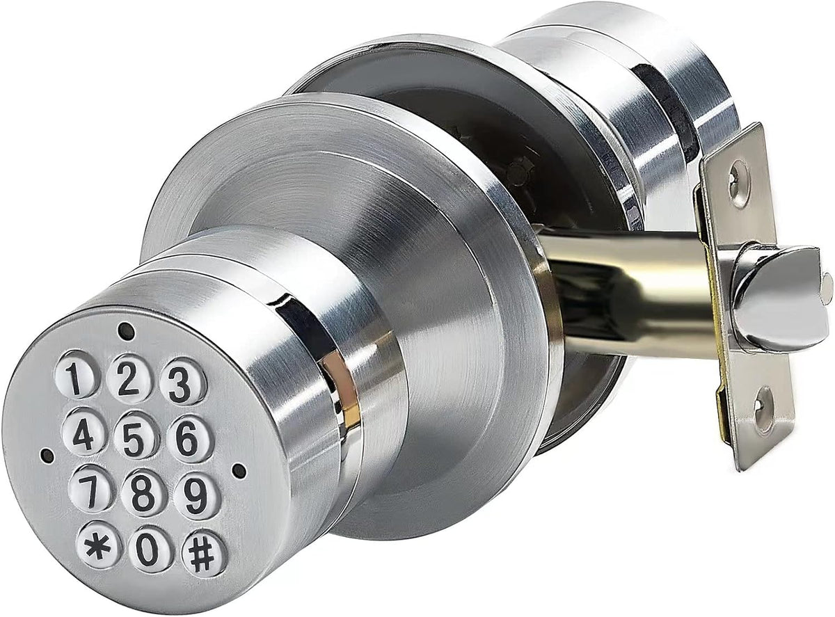 Keyless Electronic Entry Door Knob, Bedroom Door Knob with Keypad