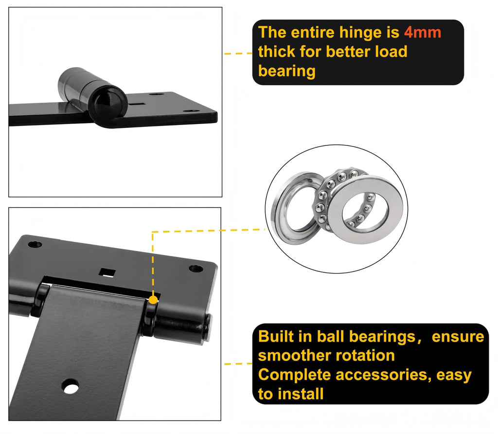 12 Inch Heavy Duty T Strap Hinges, Thickened Solid Steel