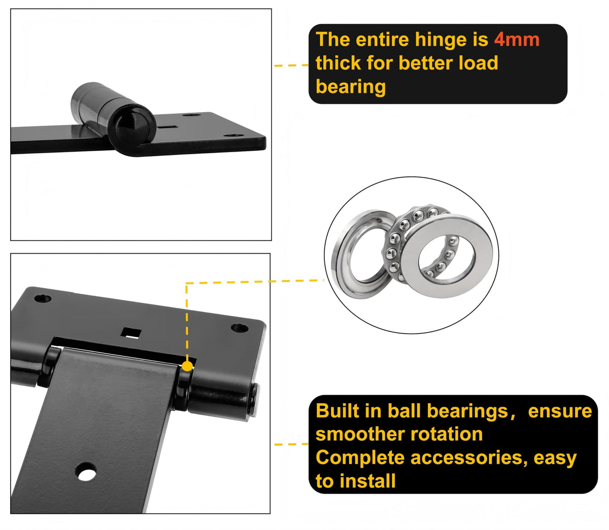 12 Inch Heavy Duty T Strap Hinges, Thickened Solid Steel