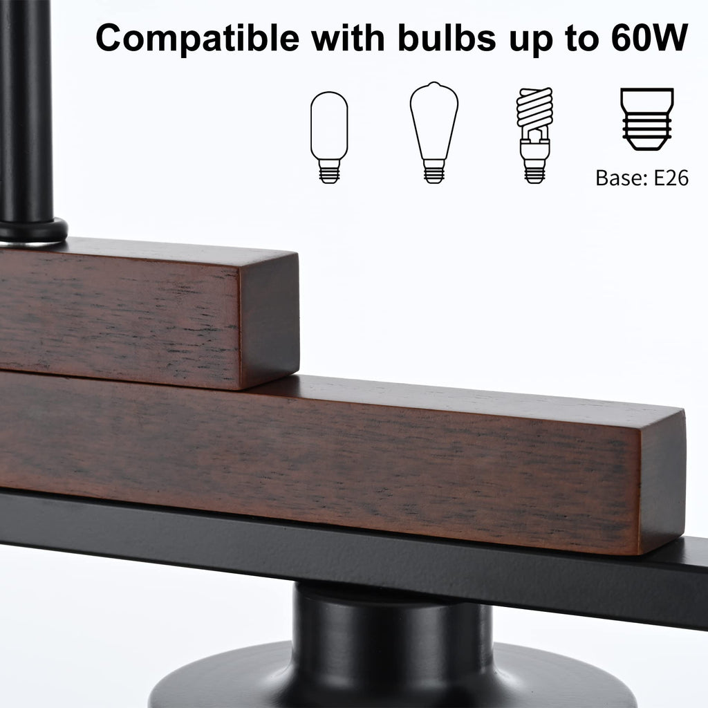 Wood Kitchen Island Lighting,4-Light Farmhouse Dining Room Light Fixture Matte Black Modern Chandeliers Over Table
