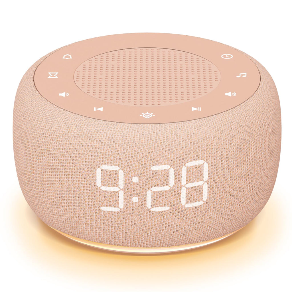 Sound Machine & Alarm Clock 2-in-1, Bedroom Sleep Clock, Peach