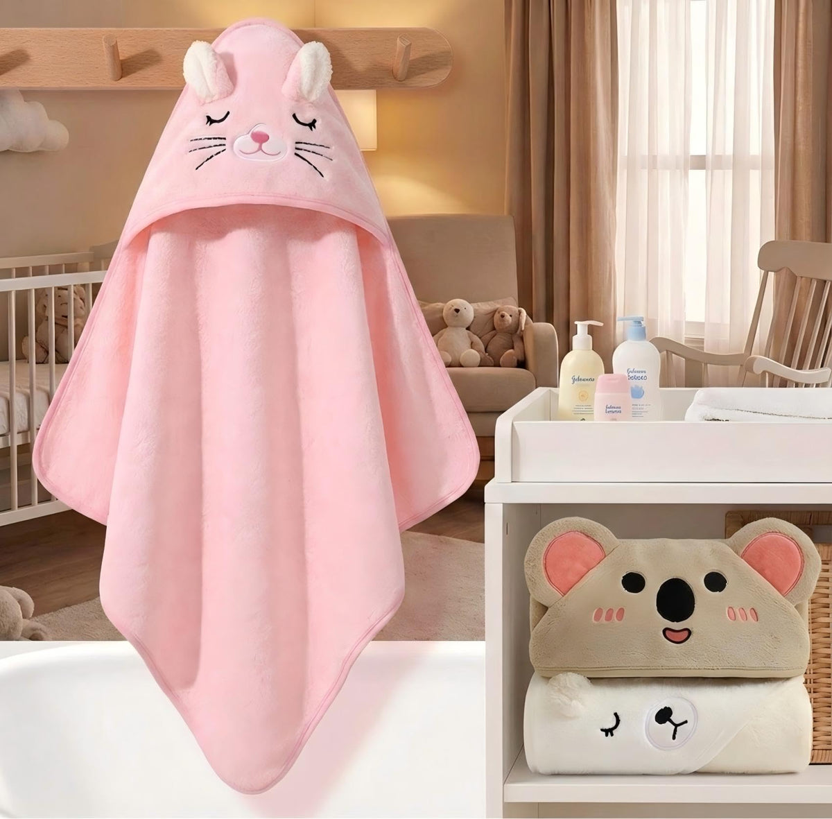 Hooded Baby Towel - 3 Pack Premium Soft Bath Towel for Baby, Newborn,Infant - Ultra Absorbent,Natural Baby Stuff