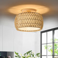 Boho Rattan Flush Mount Ceiling Lights Fixtures 12 Inch 1 Pack