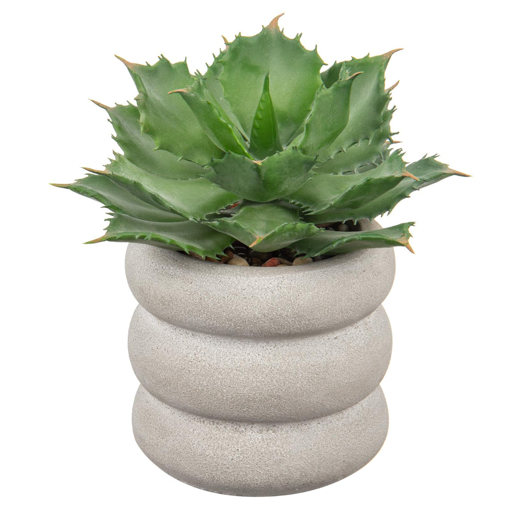 Fake Plants Succulents Artificial Agave Succulent Plants Faux Aloe Potted Plant in White Glaze Ceramic Pot for Desk