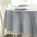 Faux Linen Tablecloth with Lace Trim - Waterproof/Spill Proof/Stain Resistant/Wrinkle Free/Oil Proof - for Banquet