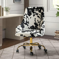 Upholstered Desk Chair Modern Armless with Wheels, Adjustable Swivel Fabric Task Chair for Living Room, Bedroom