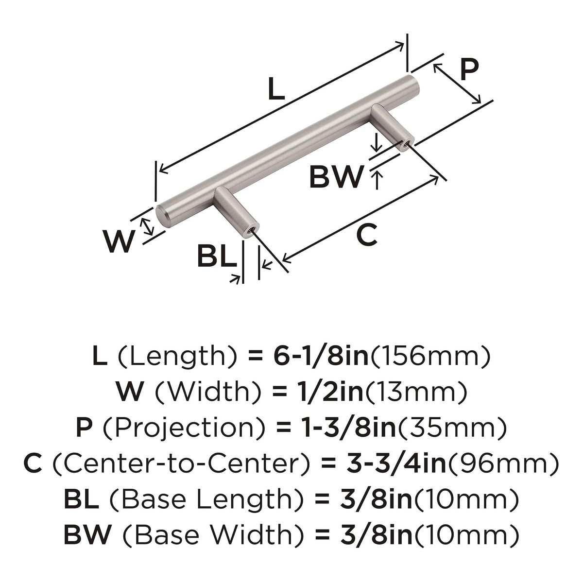 10 Pack 3-3/4" Bar Pulls Satin Nickel Drawer Pull