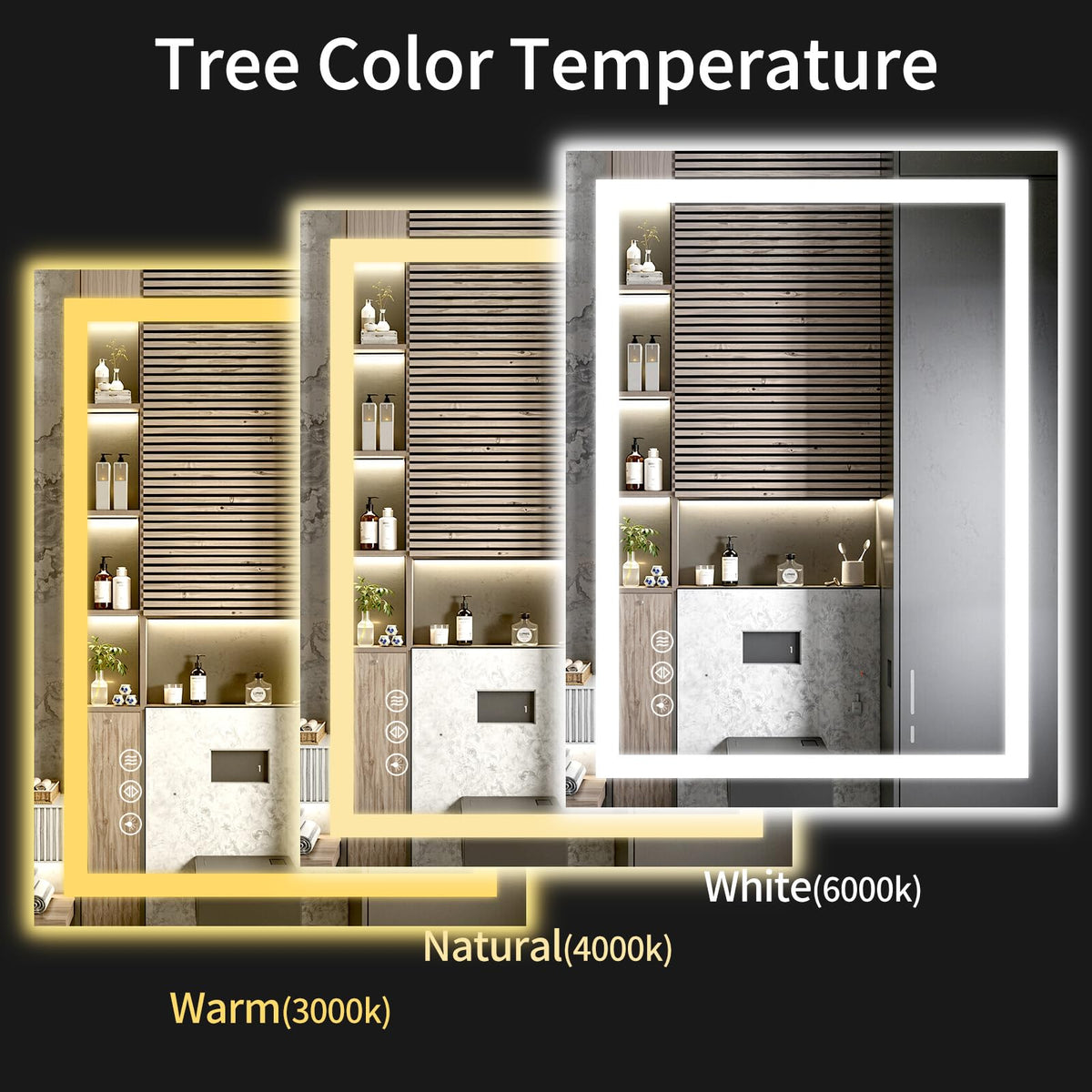 24"x36" LED Bathroom Mirror with Lights, Dimmable, Anti-Fog, Lighted Bathroom Vanity Mirror for Wall, Backlit + Front