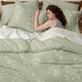 Cotton Jacquard Comforter Set, Soft Breathable, Dusty Sage