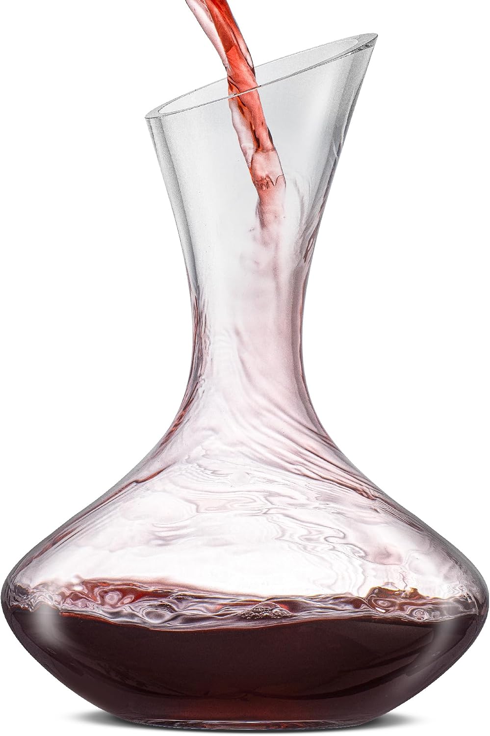Lancia Wine Decanter Crystal Wine Aerator Handmade Base Glass Pitcher Ultra Elegant Design Easy Pour Slanted Spout